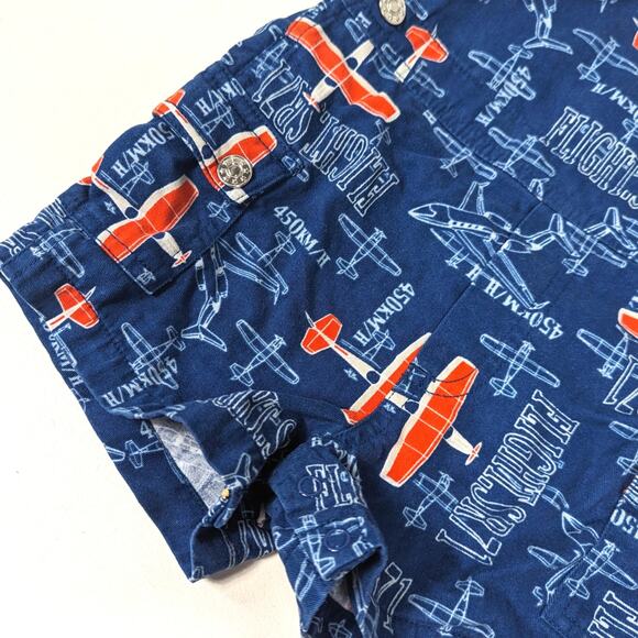 Vtg KRU Shortalls Baby Boys Sz 12m Blue Airplane Print Overalls Y2K - Picture 3 of 5